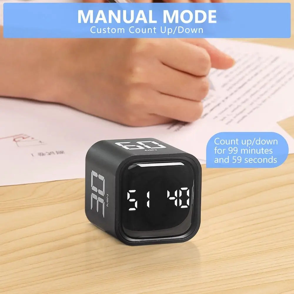 Gravity Sensing Digital Cube Timer Rotation Timing 3 Volume Adjustable Pomodoro Timer Custom Countdown 5/10/30/60min