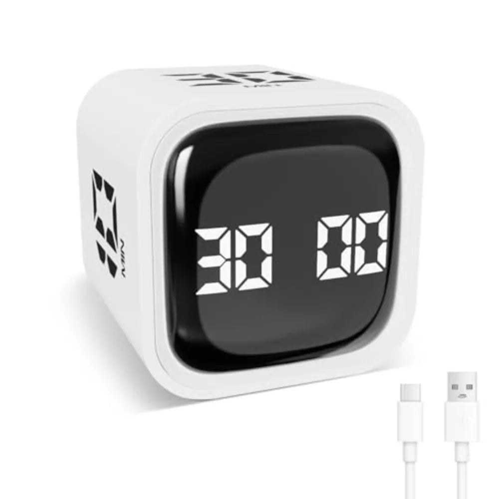 Gravity Sensing Digital Cube Timer Rotation Timing 3 Volume Adjustable Pomodoro Timer Custom Countdown 5/10/30/60min