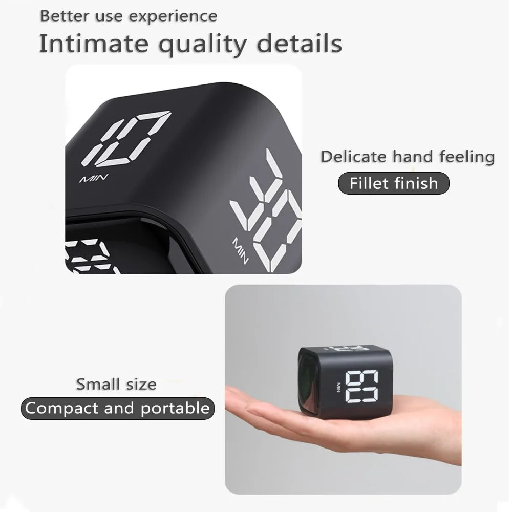 Gravity Sensing Digital Cube Timer Rotation Timing 3 Volume Adjustable Pomodoro Timer Custom Countdown 5/10/30/60min