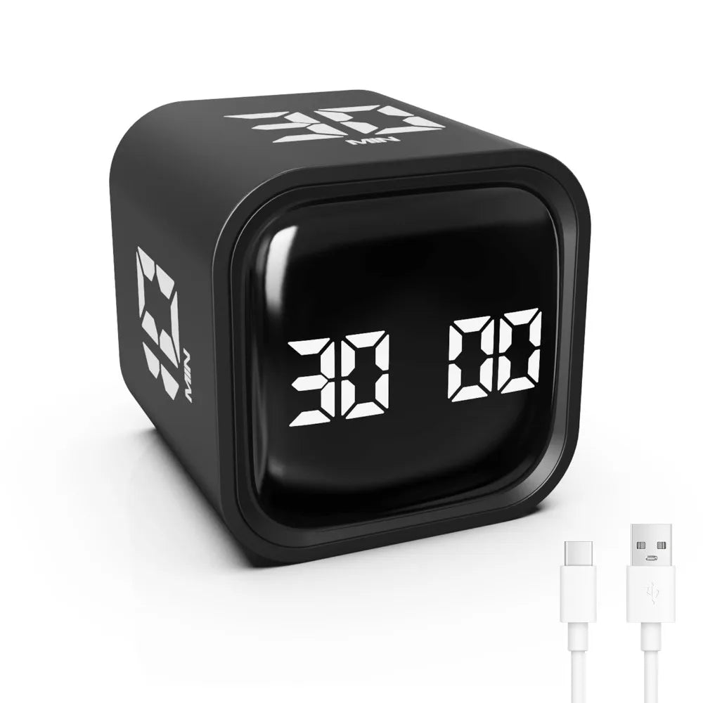 Gravity Sensing Digital Cube Timer Rotation Timing 3 Volume Adjustable Pomodoro Timer Custom Countdown 5/10/30/60min